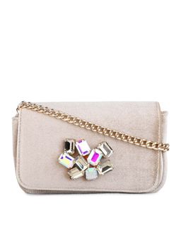 Inc.5 - Women's Champagne Clutches With Magnet Lock - Beige