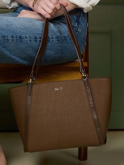 Inc.5 - Women's Coffee Brown Casual Tote Bag With Zip Lock