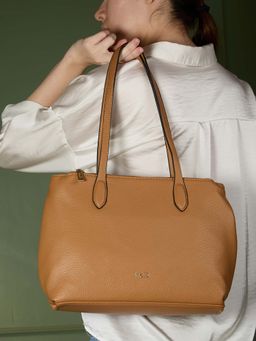 Inc.5 - Women's Tan Casual Hand Bag With Magnet Lock