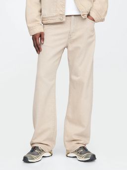 GAP - Men Beige Loose Fit Wide-Leg Jeans