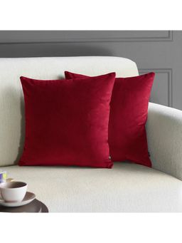 GM - 16 x 16" Velvet Plain Red Cushion Cover (Set of 2)