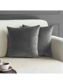 GM - 16 x 16" Velvet Plain Grey Cushion Cover (Set of 2)