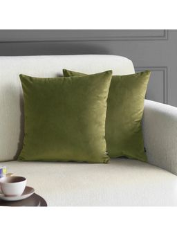 GM - 16 x 16" Velvet Plain Olive Cushion Cover (Set of 2)