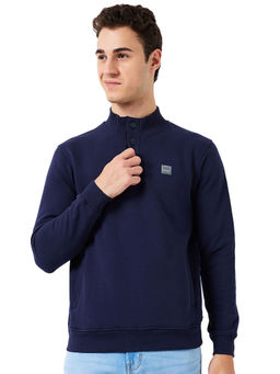 ColorPlus - Men Regular Fit Solid Navy Blue Sweatshirt