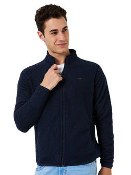 Park Avenue - Men Slim Fit Solid Dark Navy Blue Sweatshirt