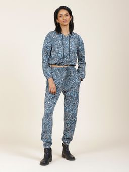 Label Ritu Kumar - Navy Printed Sweatshirt & Joggers Pants (Set of 2)