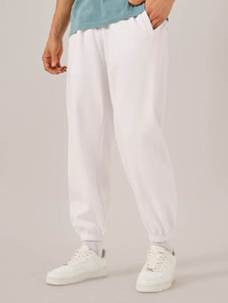 Styli - Men White Relaxed Fit Heavy Weight Joggers