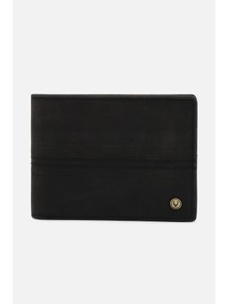 Allen Solly - Men Black Textured Genuine Leather Wallet