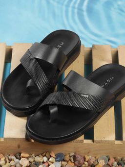 Metro - Men Black Casual Comfort Sandals