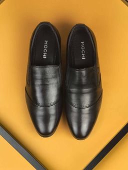 Mochi - Men Black Synthetic Leather Slip On Loafers