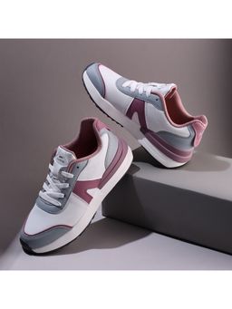 Campus - GLAMS White & Grey Women Sneakers