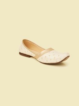 Manyavar - Warm Cream Sequinned Juttis for Men
