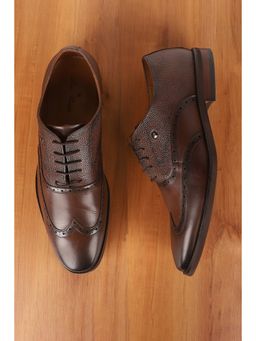 Louis Philippe - Men Brown Leather Lace Up Oxfords