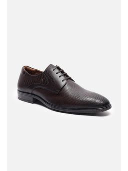 Louis Philippe - Men Brown Leather Lace Up Formal Derbies