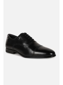 Louis Philippe - Men Black Leather Lace Up Oxfords