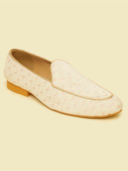 Manyavar - Velvety Elegance Cream Loafers for Men