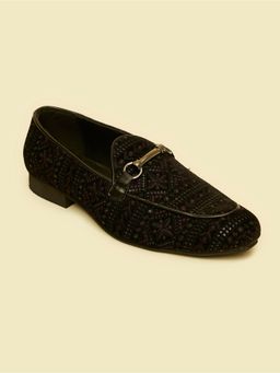 Manyavar - Velvety Black Festive Loafers for Men