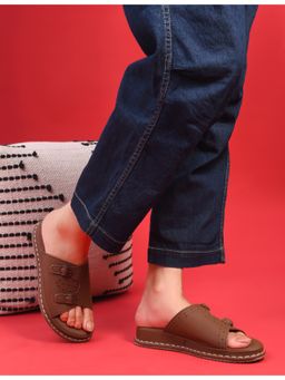 SHUZ TOUCH - Women Brown Slip On Platform Sandals