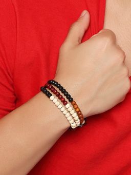OOMPH - Red, Yellow Black Buddist Prayer Beads Mala MultiLayer Meditation Wrap Bracelet