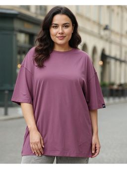 Bewakoof - Women Purple Oversized Plus Size T-Shirt