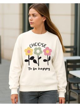 Bewakoof - Women Polycotton Round Neck Graphic Beige Sweatshirt
