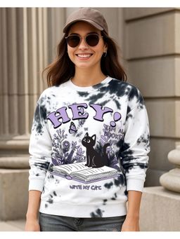 Bewakoof - Women Terry Round Neck Graphic White Sweatshirt