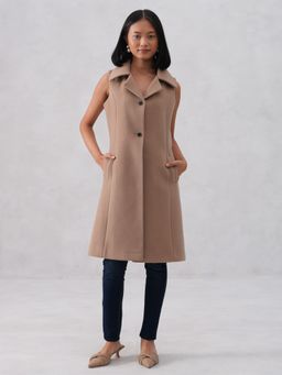 CRIMSOUNE CLUB - Women Sleeveless Beige Overcoat