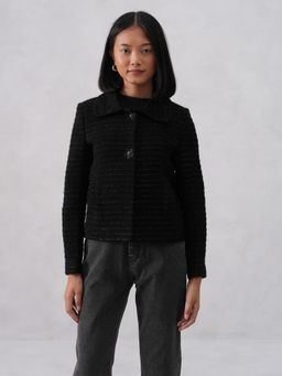 CRIMSOUNE CLUB - Women Jacquard Black Coat