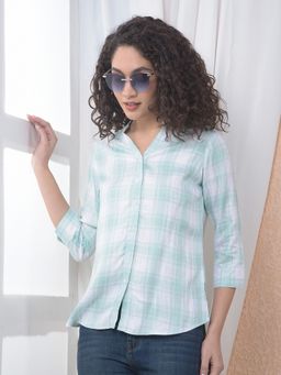 CRIMSOUNE CLUB - Women Checked Green Shirt