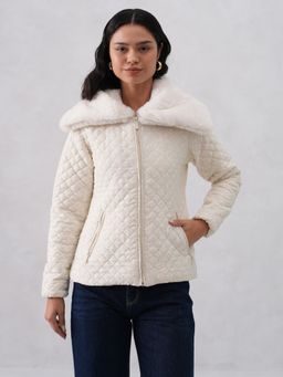 CRIMSOUNE CLUB - Women Embellished Quilted White Jacket