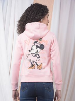 CRIMSOUNE CLUB - Women Polyester Hooded Graphic Pink Hoodie