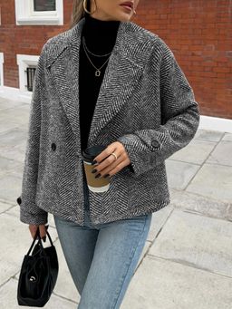 Outzidr - Full Sleeve Stylized Striped Grey Coat