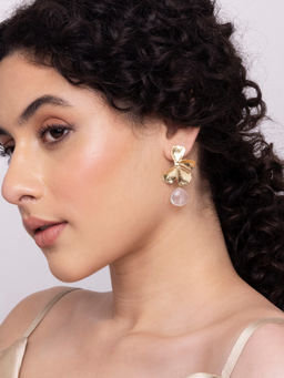 Indya - Gold Floral Motif Stud Earrings