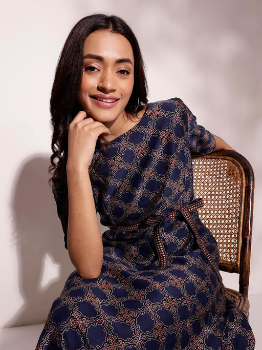 fabindia silk dresses Buy Pink Cotton Silk Printed Midi Dress for Women Online at Fabindia