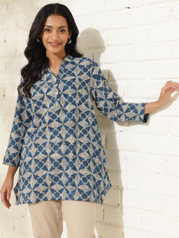 Fabindia - Blue Cotton Printed Tunic