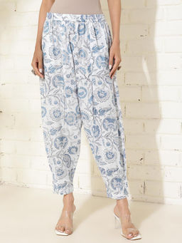 Fabindia - White Cotton Hand Block Printed Salwar