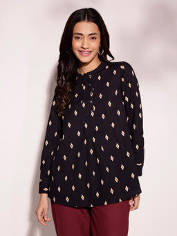 Fabindia - Black Cotton Printed Top