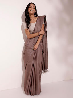 Fabindia - Grey Viscose Silk Sari