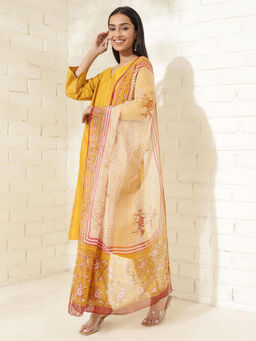 Fabindia - Beige Cotton Silk Hand Block Printed Dupatta