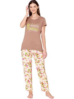 Bodycare - Womens Modal Spandex Printed T-Shirt & Pyjama BSLS14014 Multi-color (Set of 2)