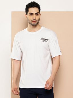 Alcis - Men White Solid Polyester Viscose T-Shirt