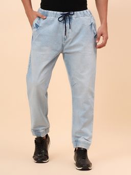 Cantabil - Men Regular Fit Blue Jogger Jeans