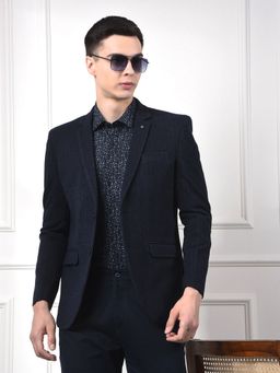 CRIMSOUNE CLUB - Vertical Stripes Notched Lapel Single-Breasted Navy Blue Blazer