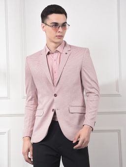 CRIMSOUNE CLUB - Men Notched Lapel Single-Breasted Pink Blazer