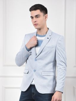 CRIMSOUNE CLUB - Men Notched Lapel Corduroy Blue Blazer