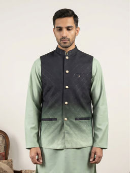 Jompers - Men Black Ombre Cotton Blend Nehru Jacket