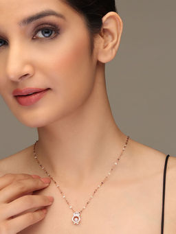 Laida - Rose Gold Plated AD Studded crown pendant with chain