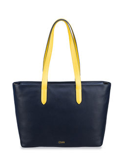 Gioia - Renata Large Top Zip Black Yellow Leather Tote