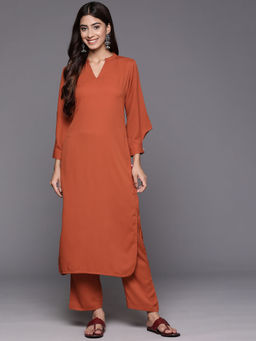 Varanga - Women Workwear Rust Solid Straight Co-ord Set