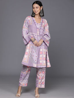 Varanga - Women Lavender Printed Flared Co-ord Set